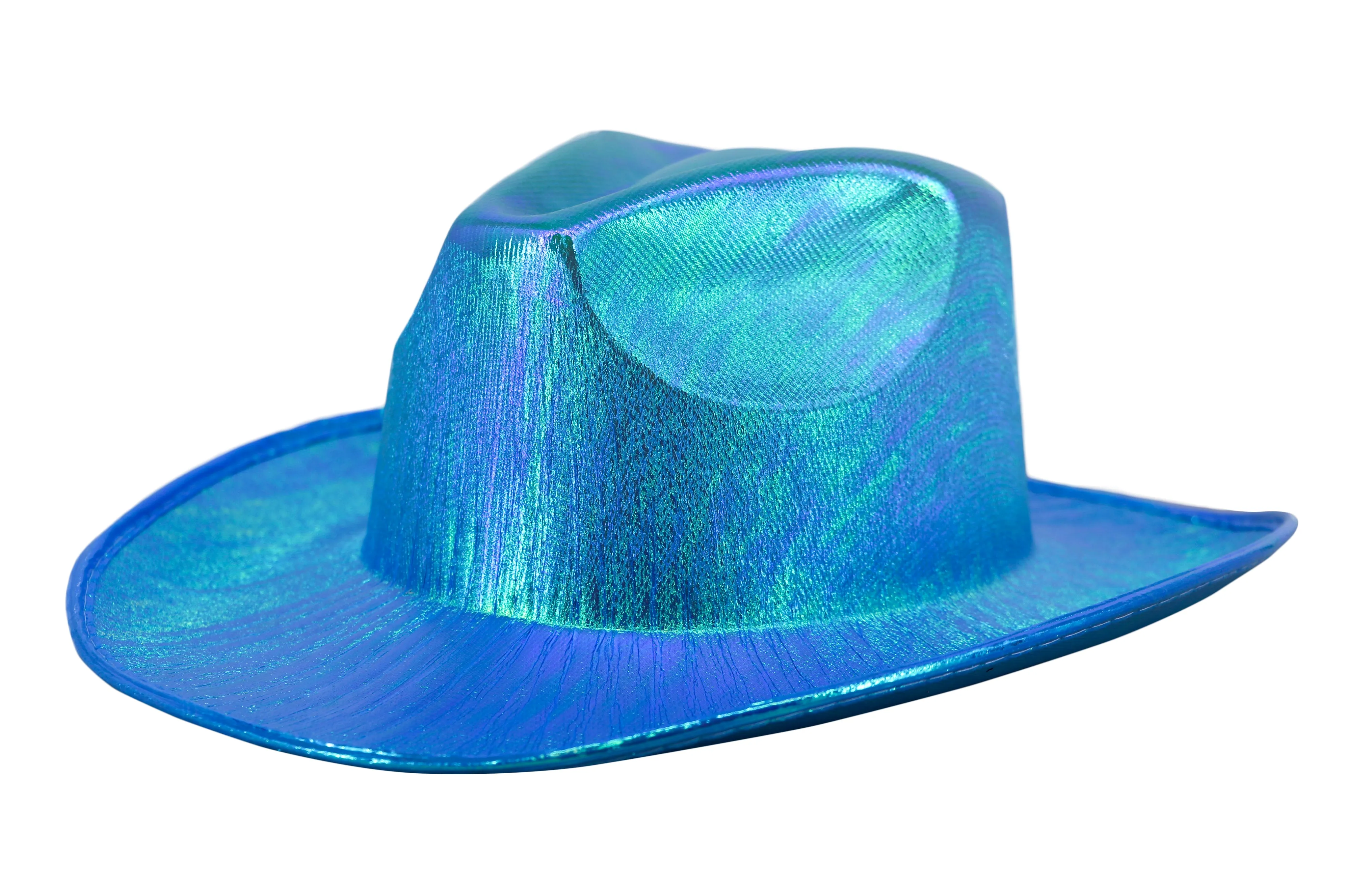 Holographic Space Cowboy Hat (Aqua Green)