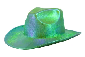 Holographic Space Cowboy Hat (Aqua Green)