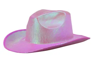 Holographic Space Cowboy Hat (Light Pink)