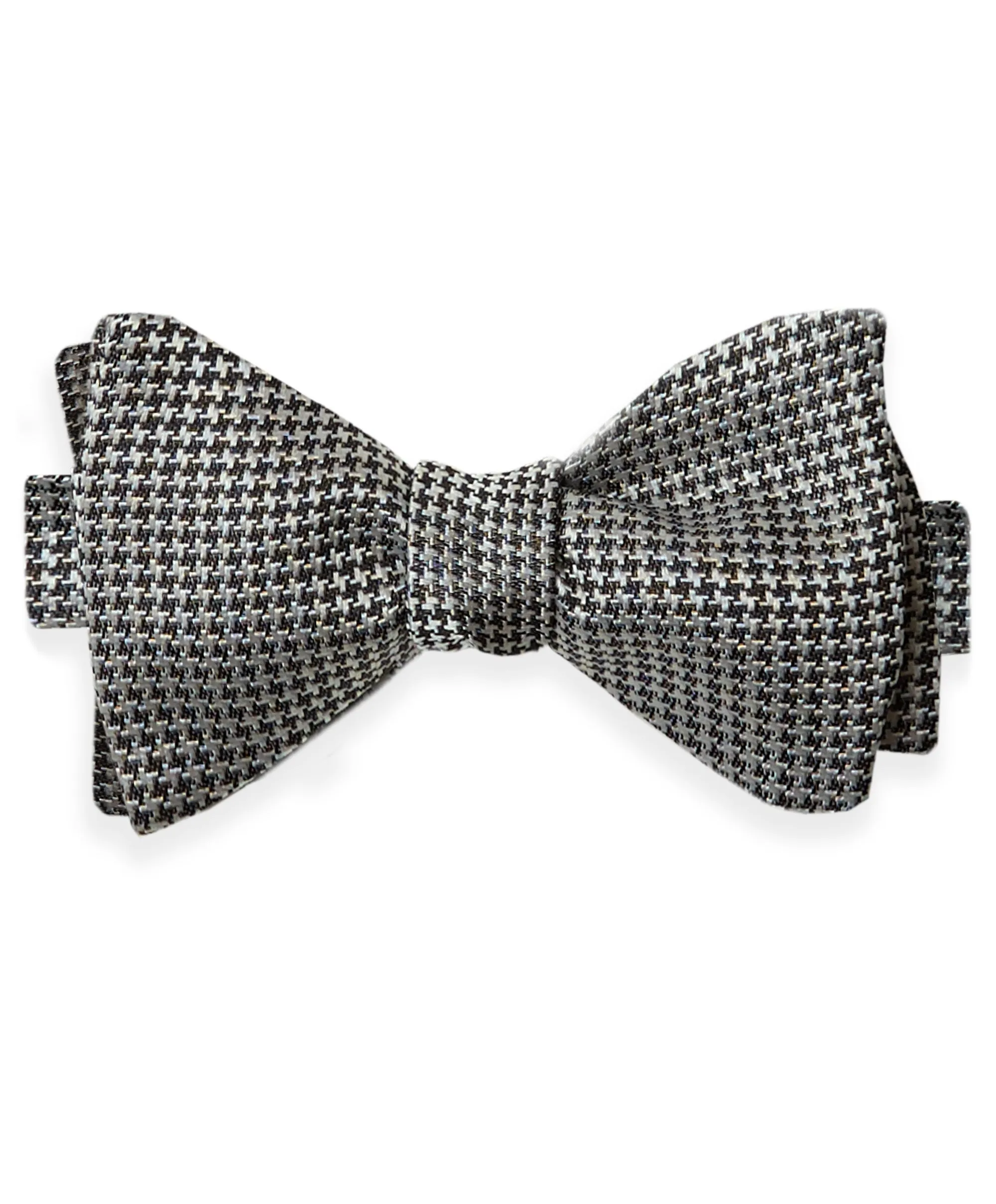 HT05076115 | Black & White Houndstooth Self-Tie Bow Tie