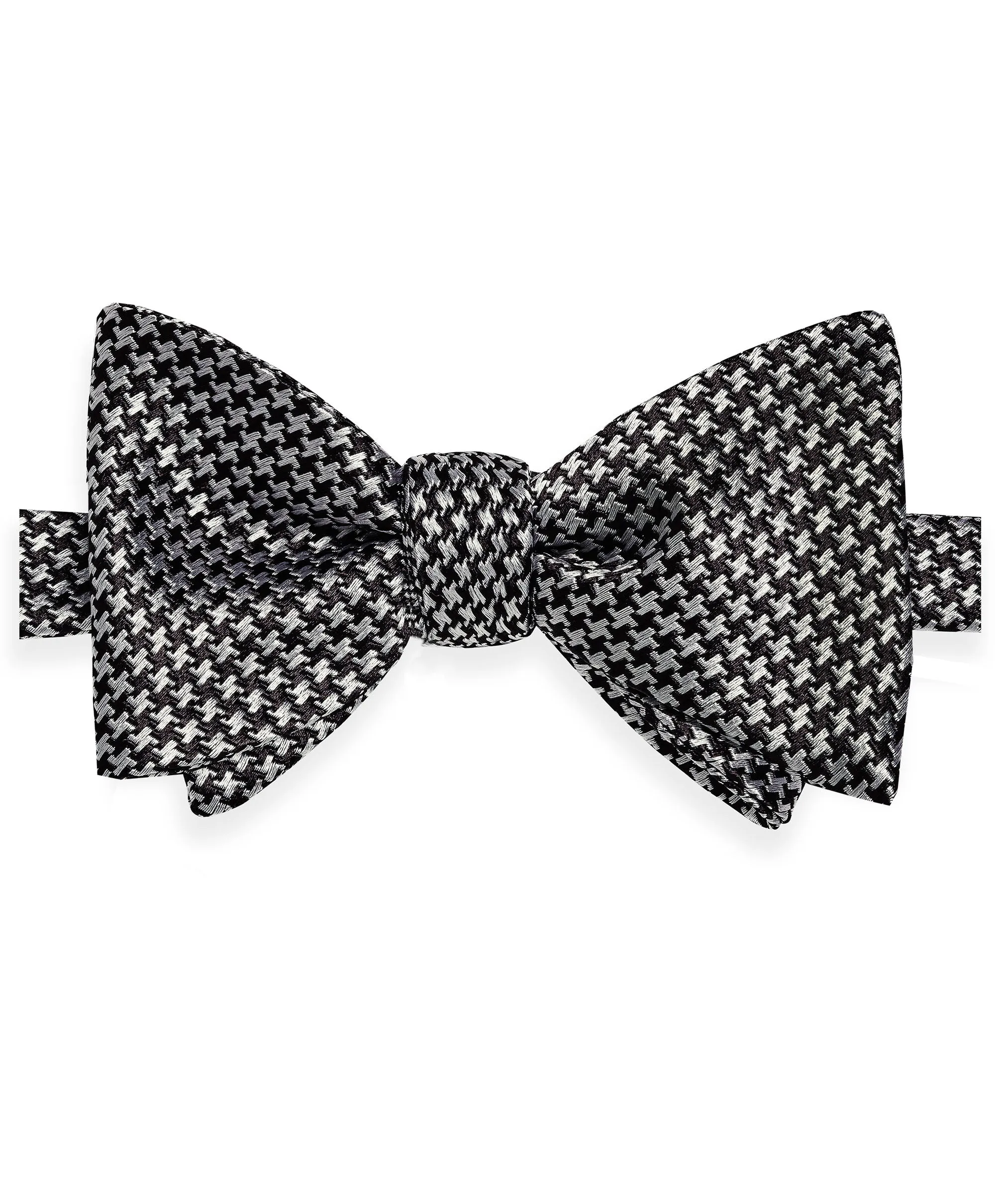 HT07085002 | Black & Silver Houndstooth Self-Tie Bow Tie