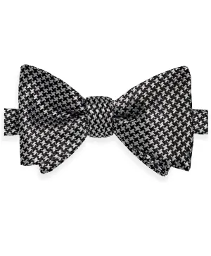 HT07085002 | Black & Silver Houndstooth Self-Tie Bow Tie