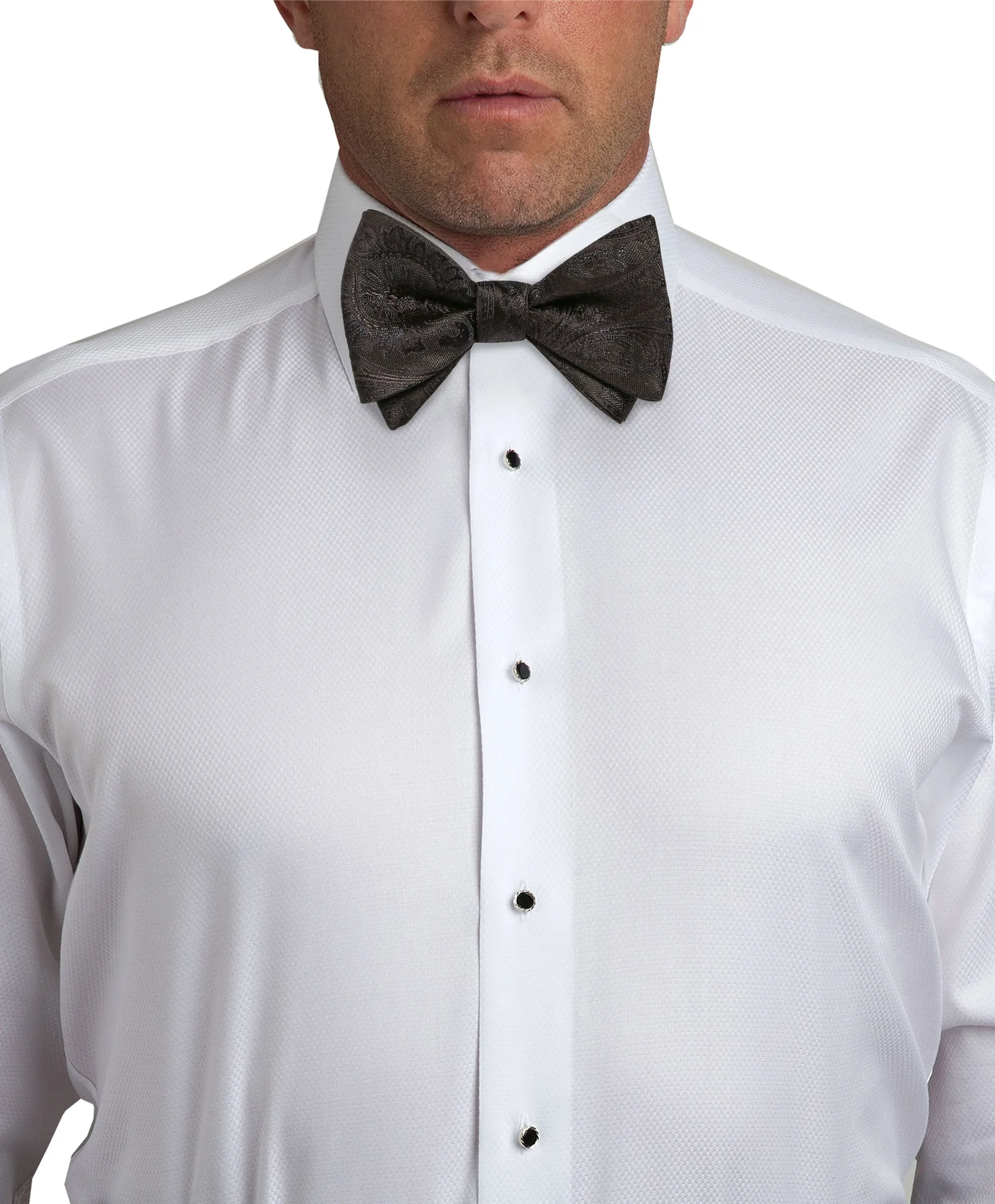 HT07587002 | Black Paisley Self-Tie Bow Tie
