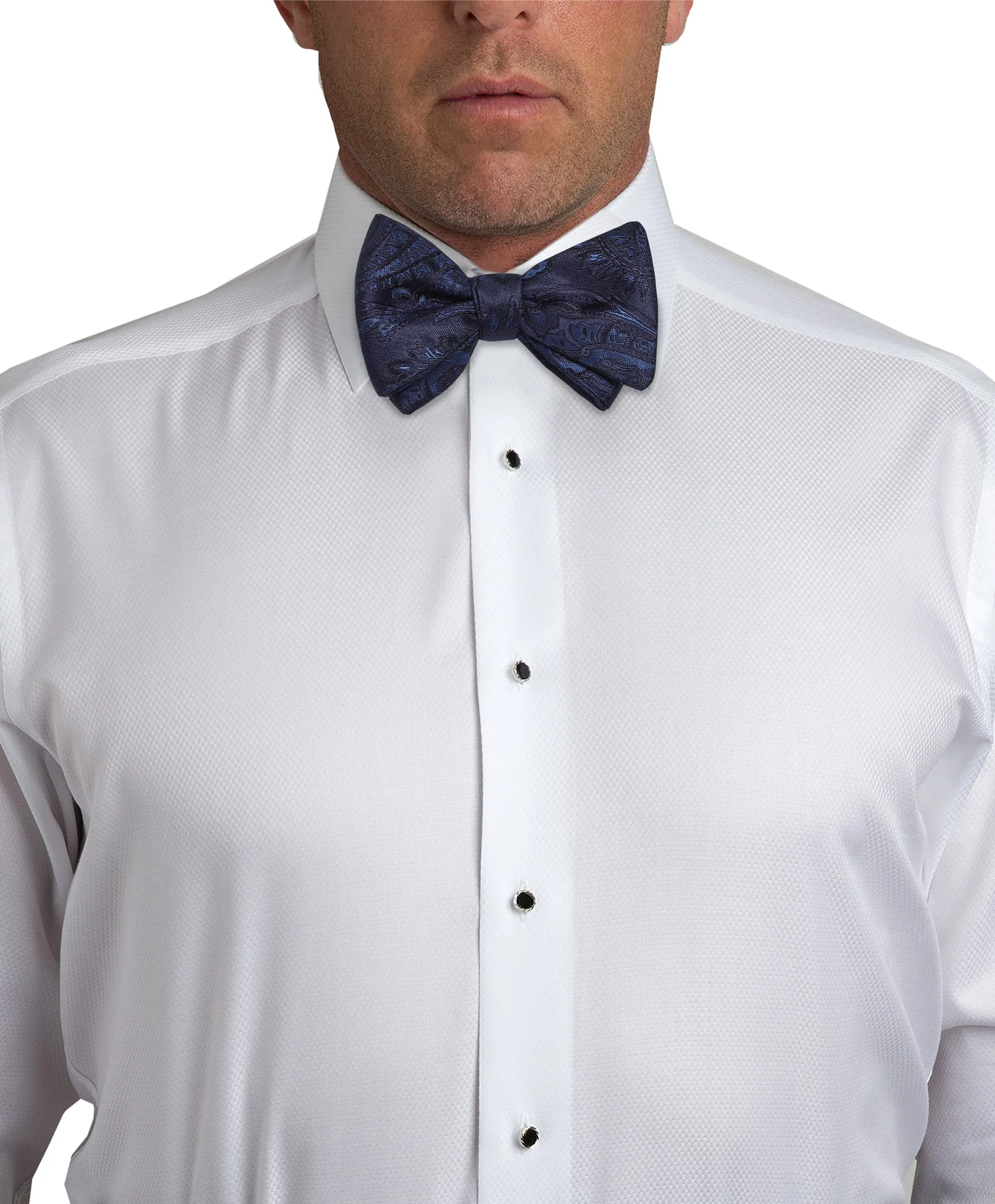 HT07587412 | Navy Paisley Self-Tie Bow Tie