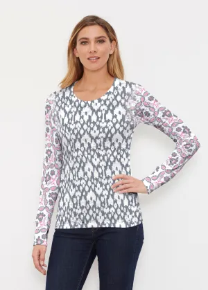 Ikat Lattice Pink (7975) ~ Thermal Long Sleeve Crew Shirt
