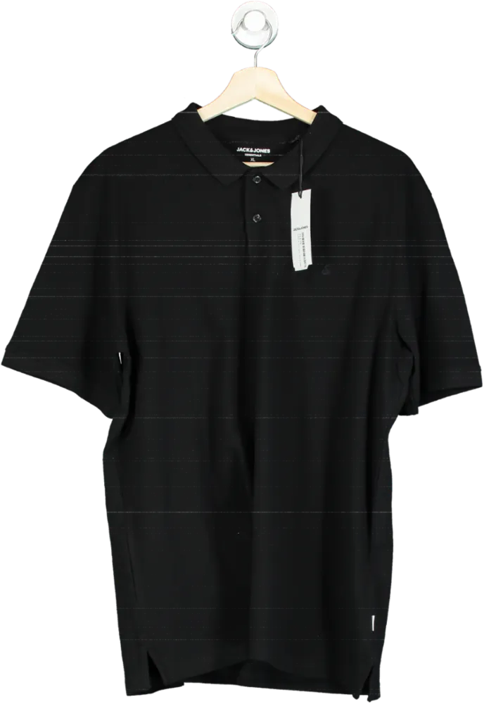 Jack & Jones Black Essentials Polo Shirt Slim Fit UK XL
