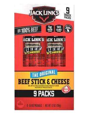 Jack Link's Original Beef Stick & Cheese W/ Real Wisconsin Cheese 0.8 oz 9 Count
