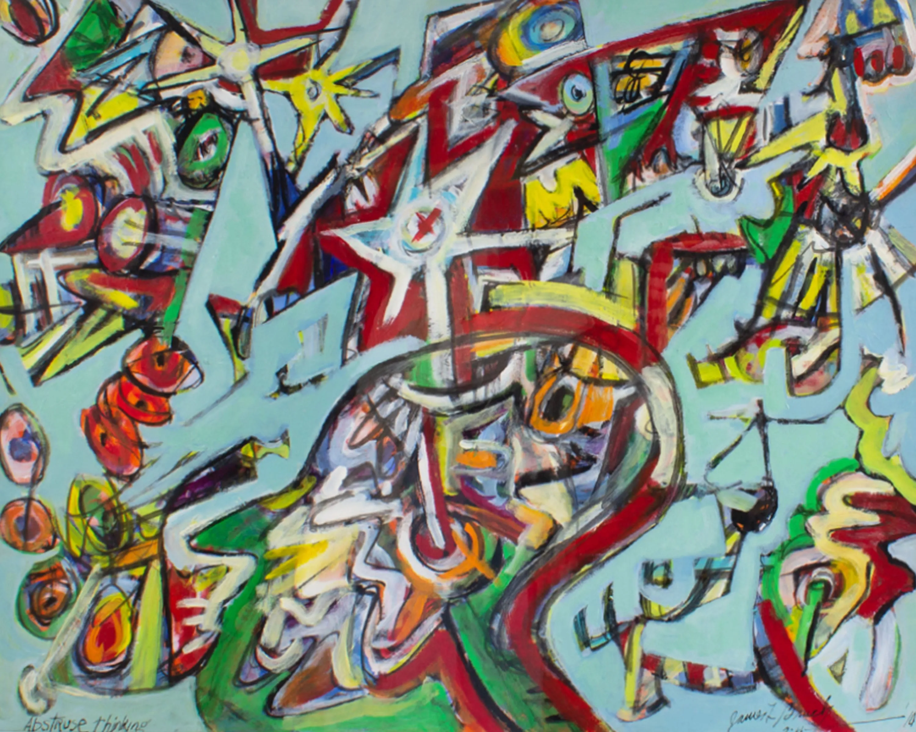 James Bruch Signed 2010 “Abstruse Thinking” Abstract Mixed Media Painting
