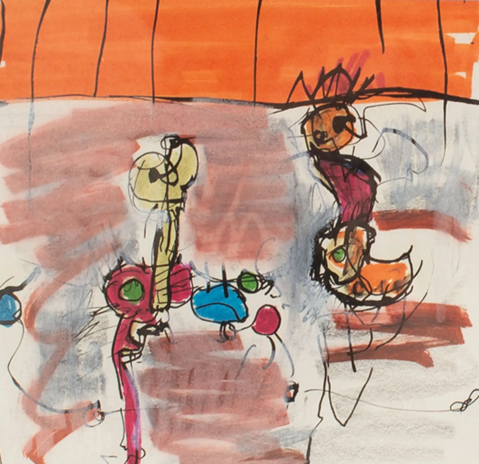 James L. Bruch 1960s Abstract Mixed Media Drawing