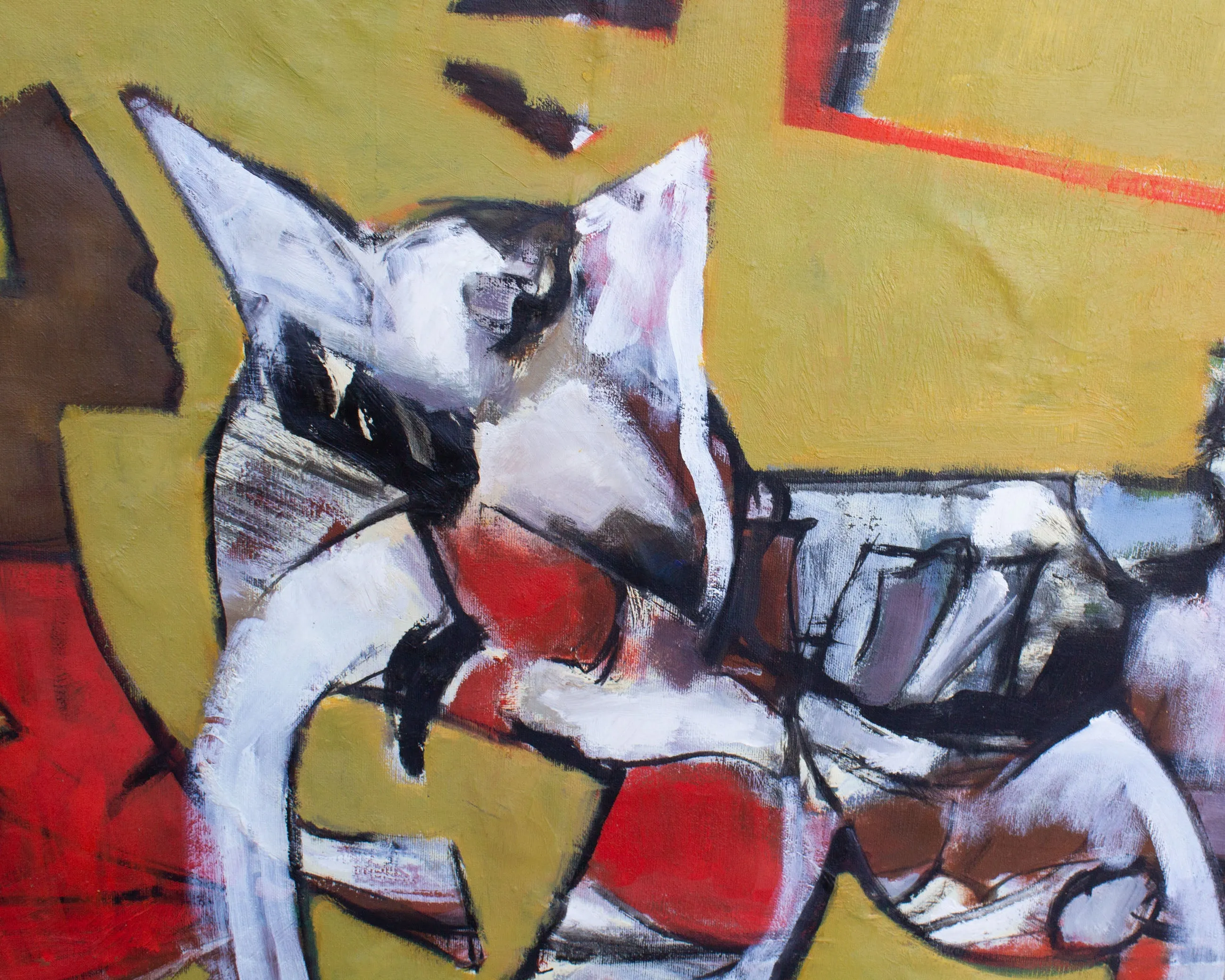 James L. Bruch 1960s Abstract Oil on Canvas Painting