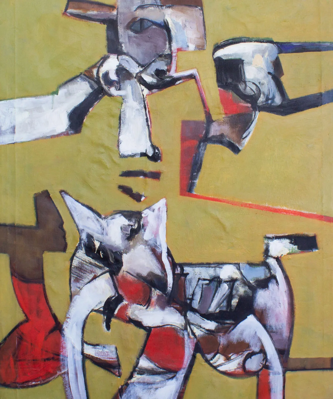 James L. Bruch 1960s Abstract Oil on Canvas Painting