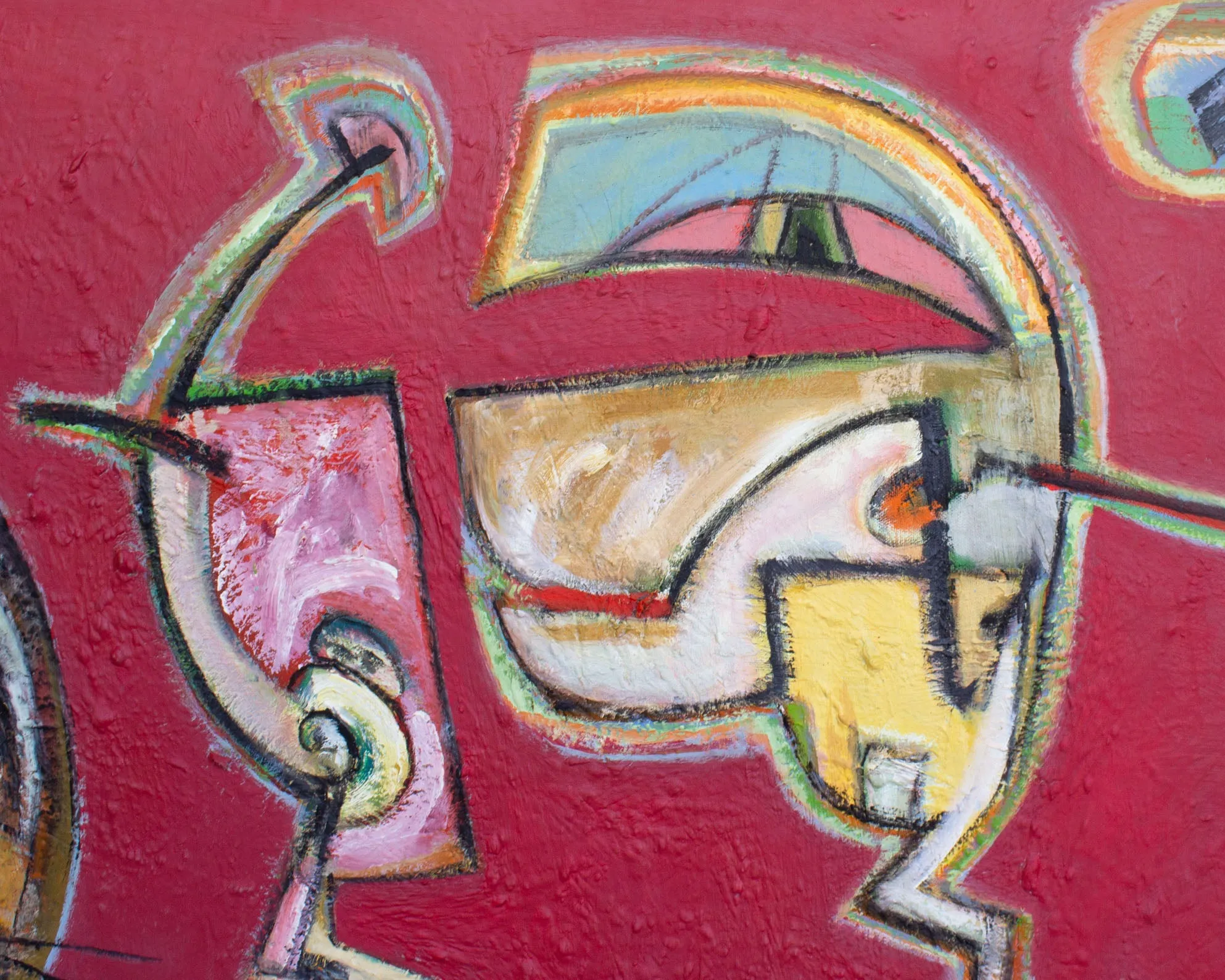 James L. Bruch Abstract Acrylic on Canvas Painting of Cats