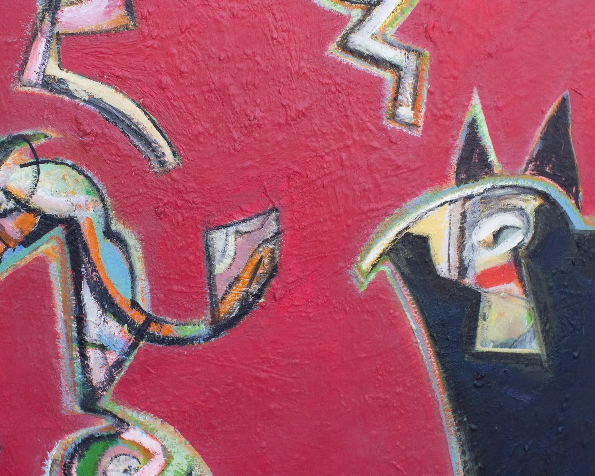 James L. Bruch Abstract Acrylic on Canvas Painting of Cats