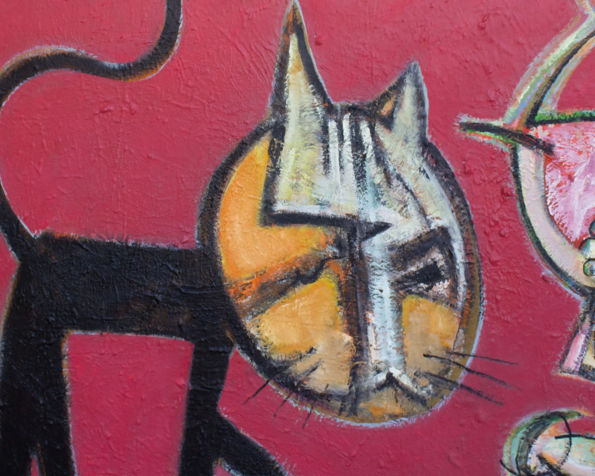 James L. Bruch Abstract Acrylic on Canvas Painting of Cats