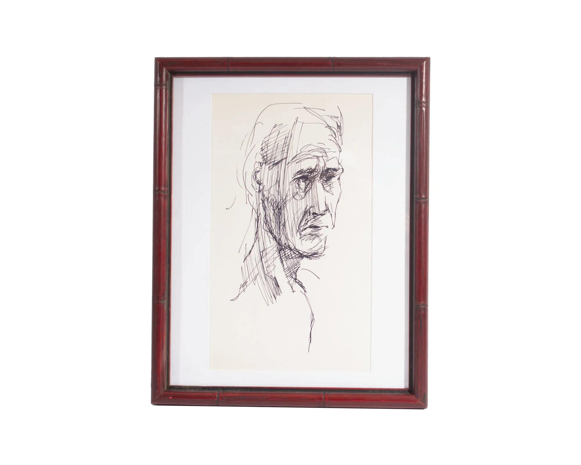James L. Bruch Abstract Ink Portrait Drawing