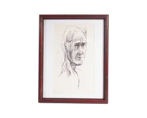 James L. Bruch Abstract Ink Portrait Drawing