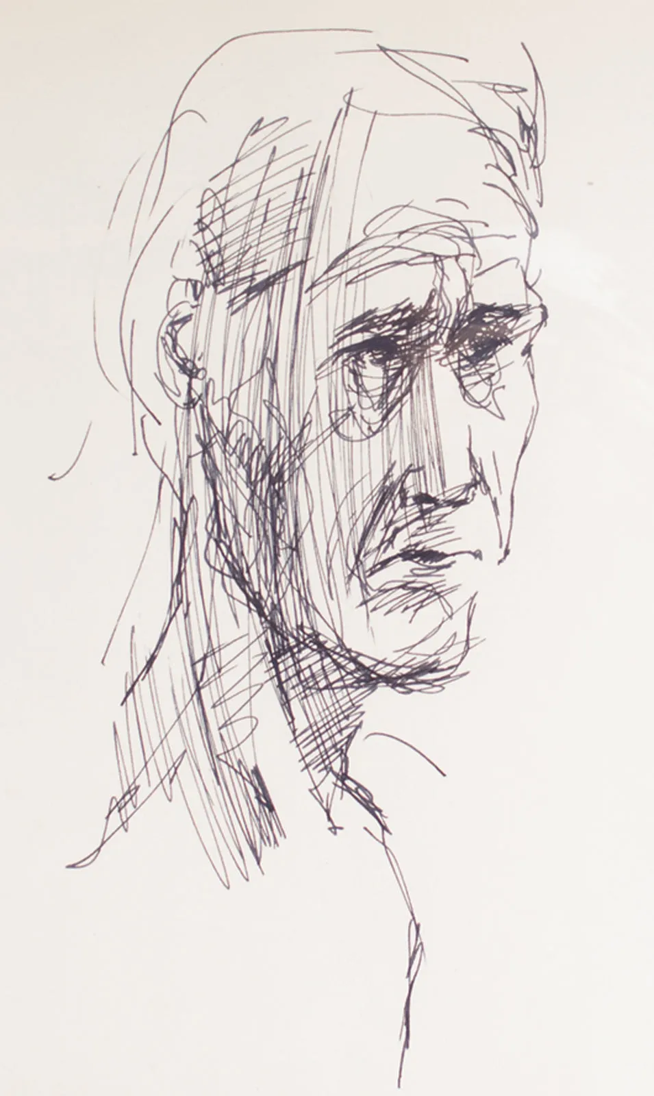 James L. Bruch Abstract Ink Portrait Drawing
