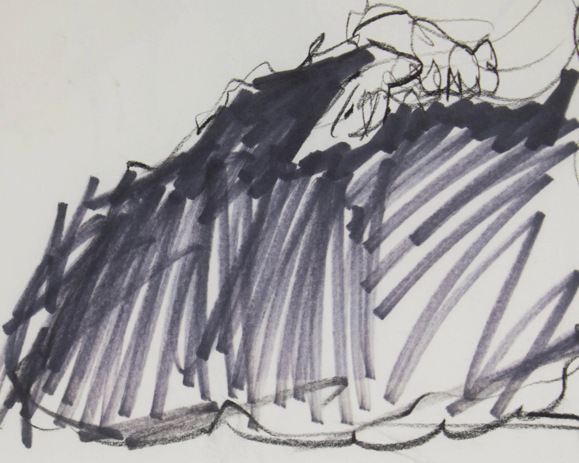 James L. Bruch Abstract Mixed Media Drawing of a Seated Figure