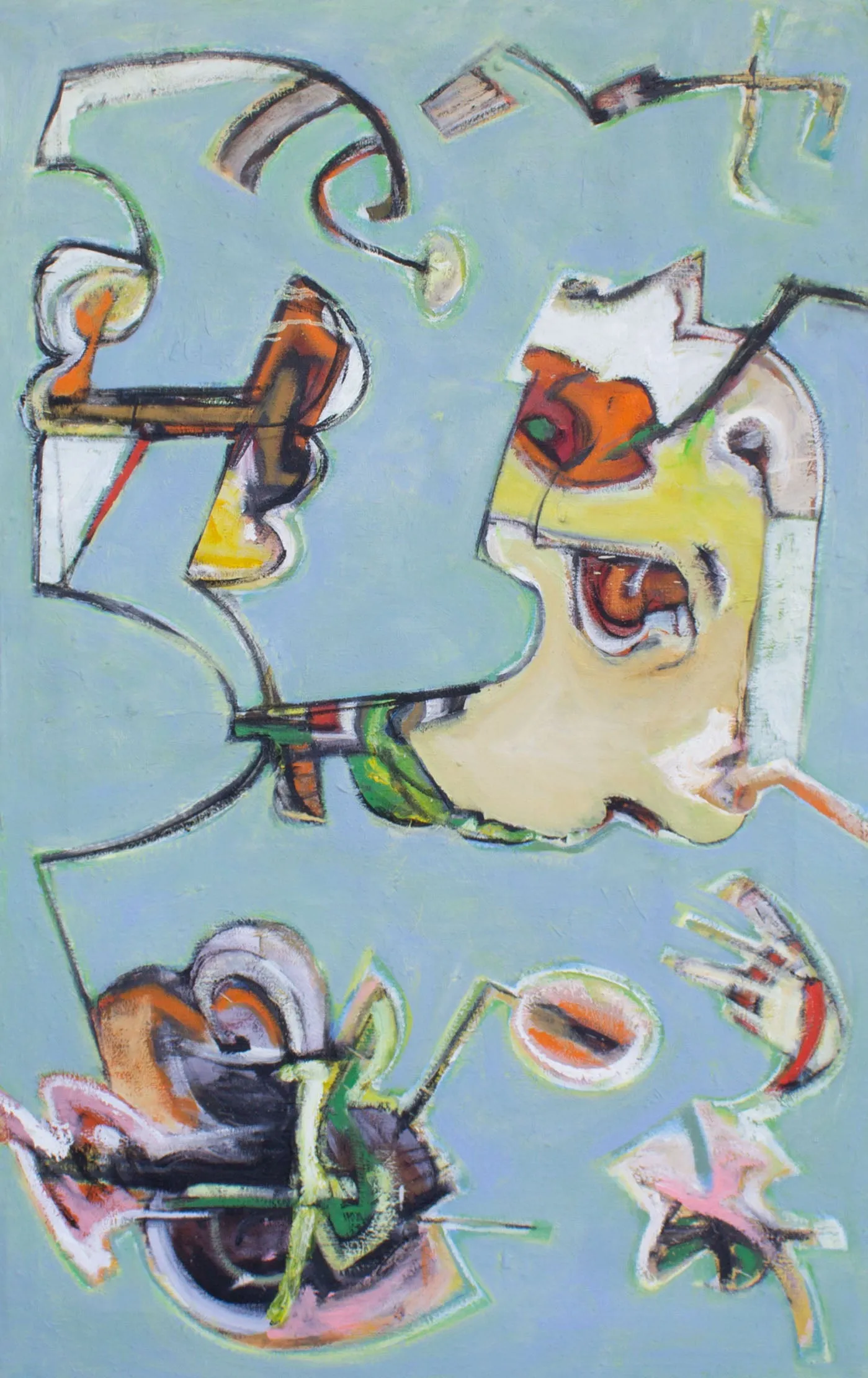 James L. Bruch Signed 1964 Abstract Oil on Canvas Painting