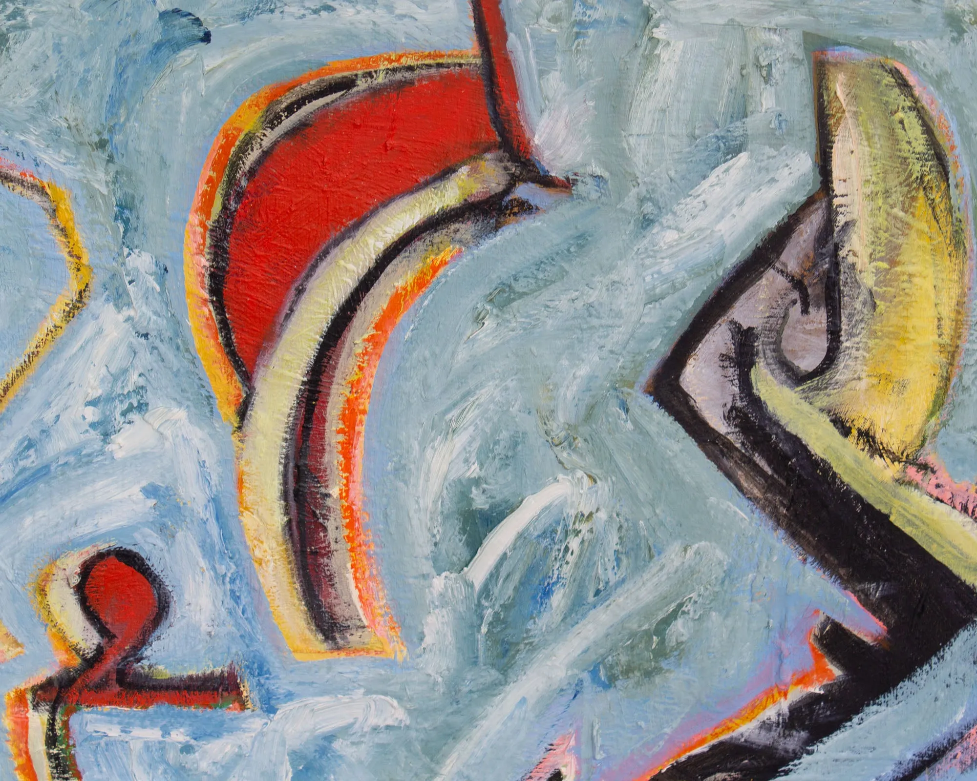 James L. Bruch Signed 1965 Abstract Oil on Canvas Painting