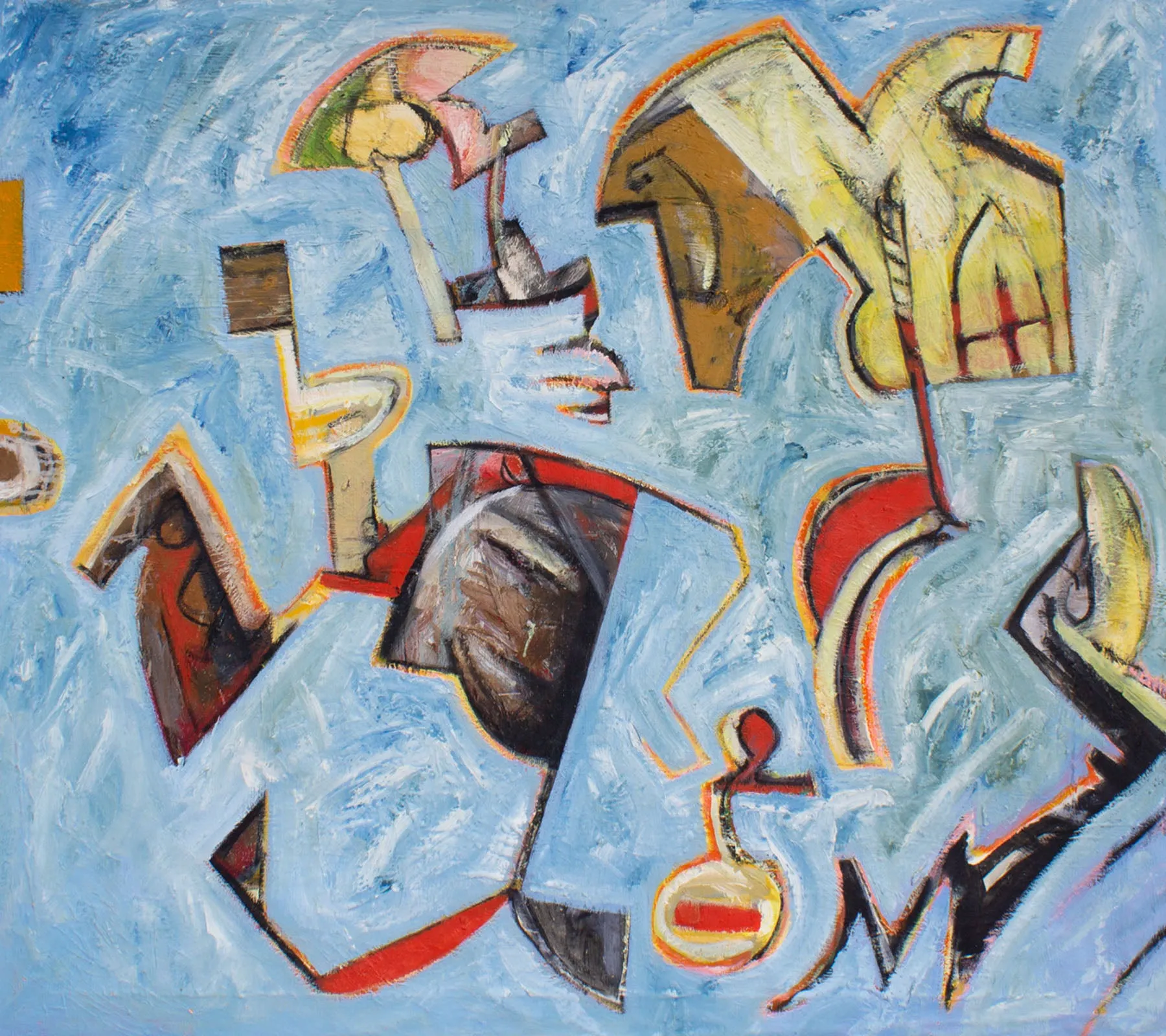 James L. Bruch Signed 1965 Abstract Oil on Canvas Painting