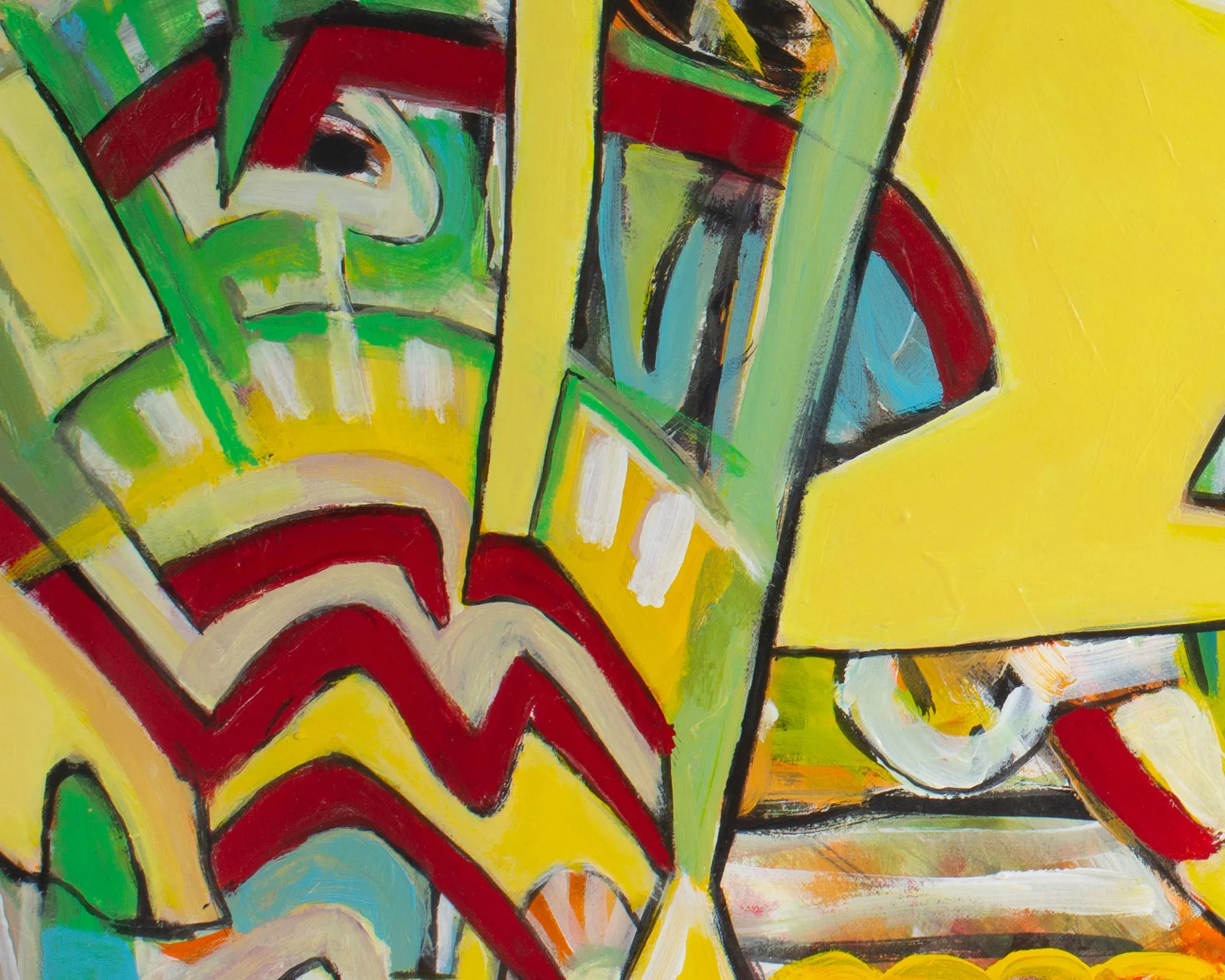 James L. Bruch Signed 2011 “Potted Plant” Abstract Mixed Media Painting