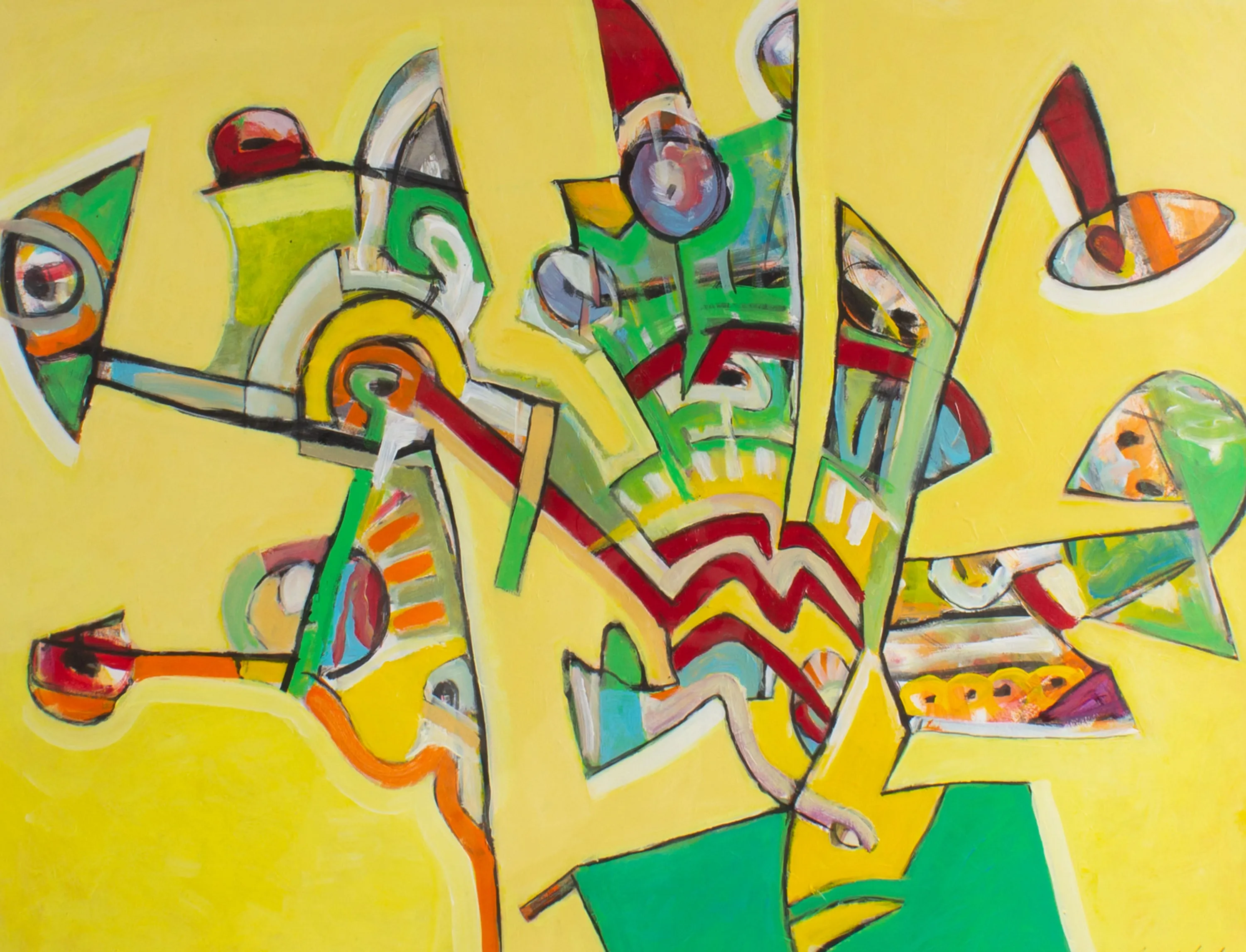 James L. Bruch Signed 2011 “Potted Plant” Abstract Mixed Media Painting