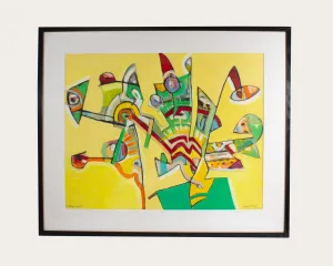 James L. Bruch Signed 2011 “Potted Plant” Abstract Mixed Media Painting