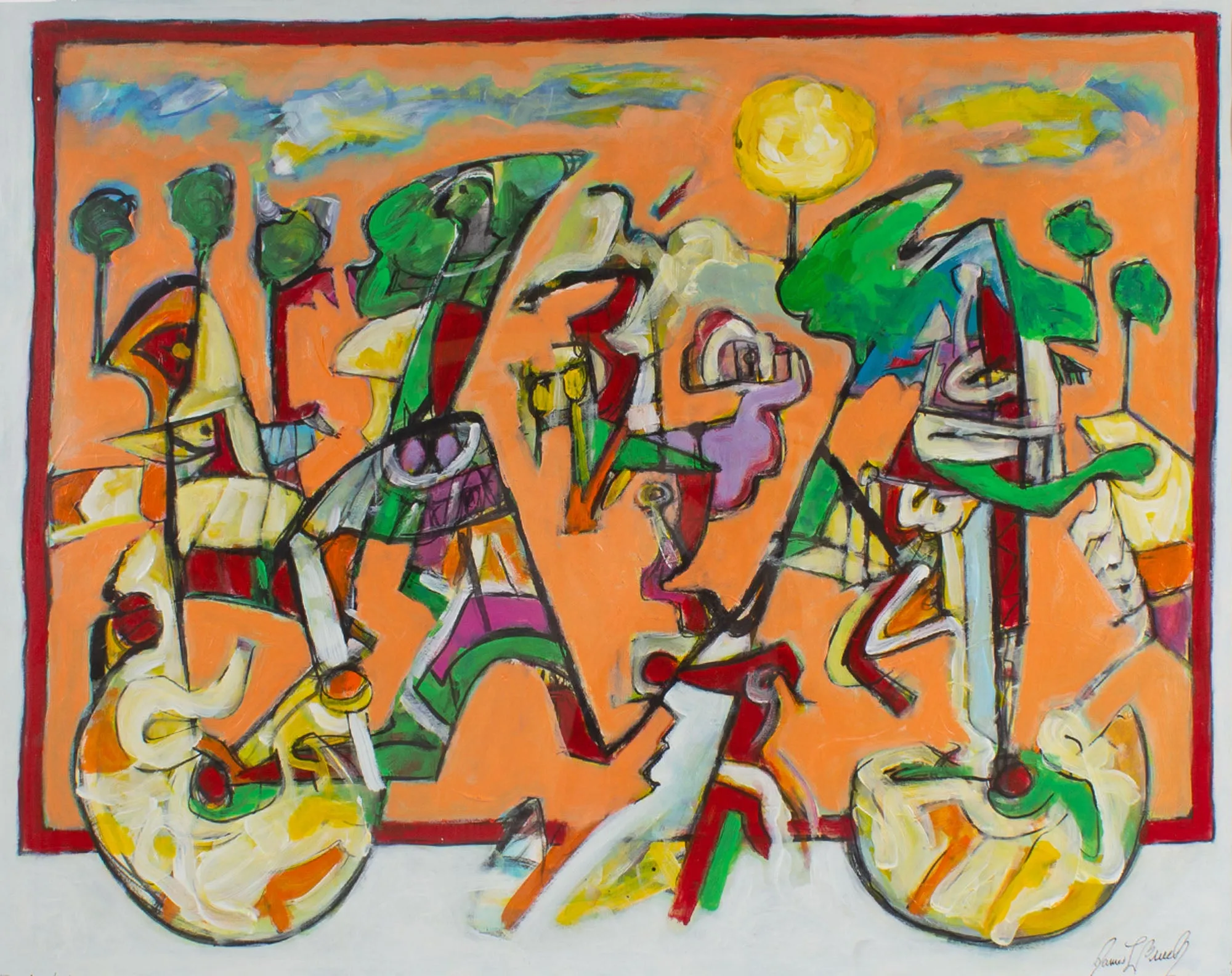 James L. Bruch Signed 2011 “Rolling Landscape” Abstract Mixed Media Painting