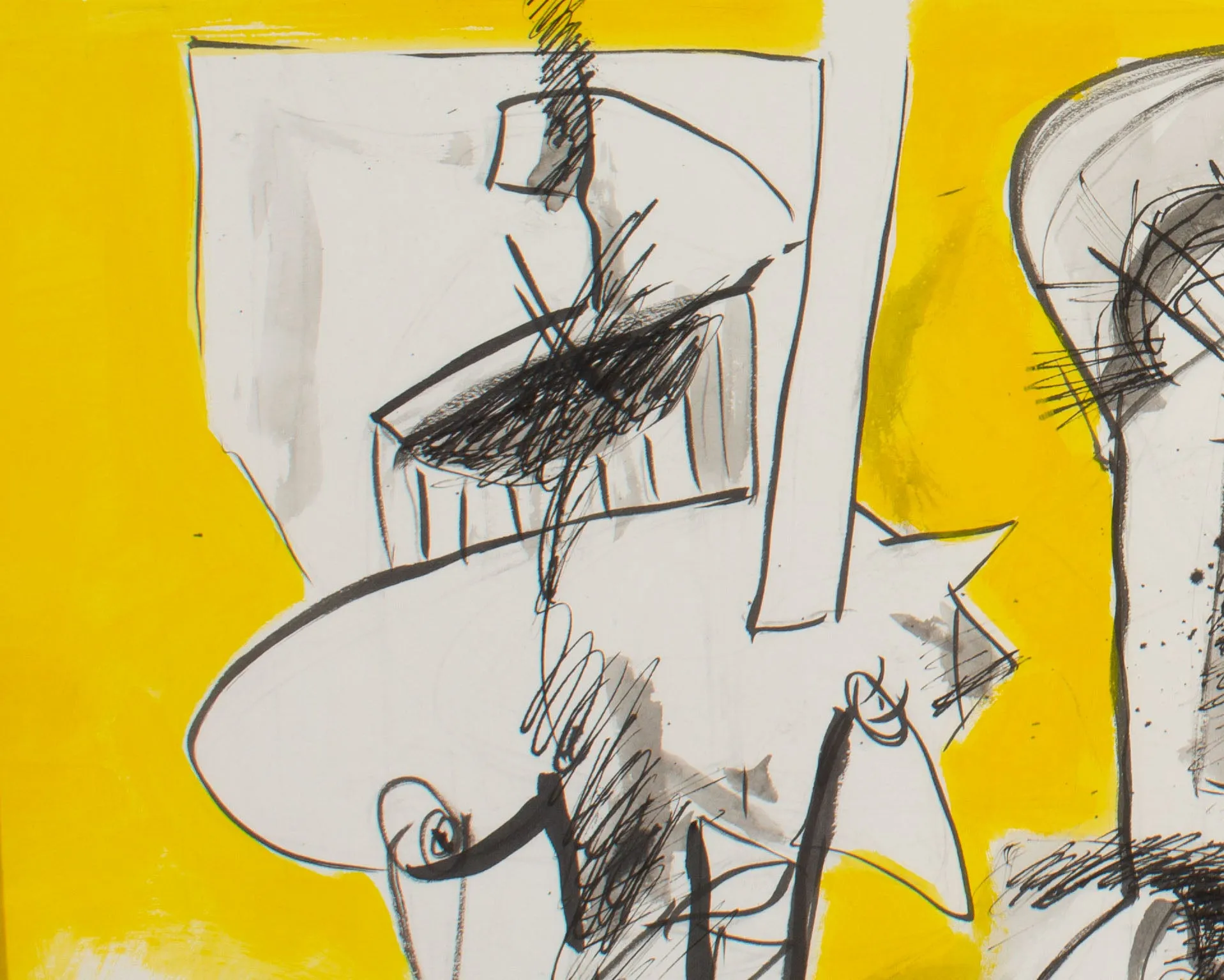 James L. Bruch Signed 2011 “What?” Abstract Mixed Media Drawing