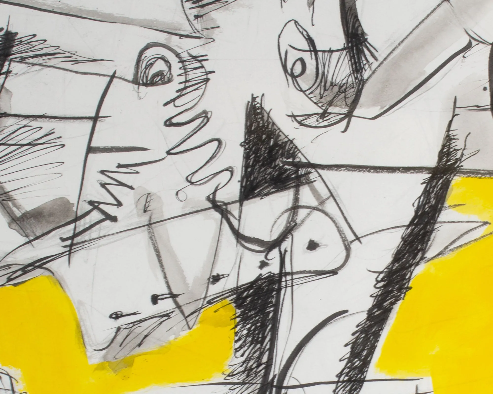 James L. Bruch Signed 2011 “What?” Abstract Mixed Media Drawing