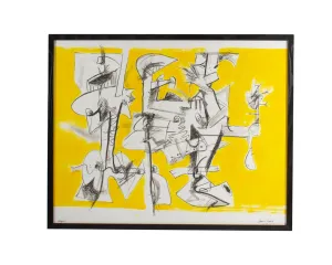 James L. Bruch Signed 2011 “What?” Abstract Mixed Media Drawing