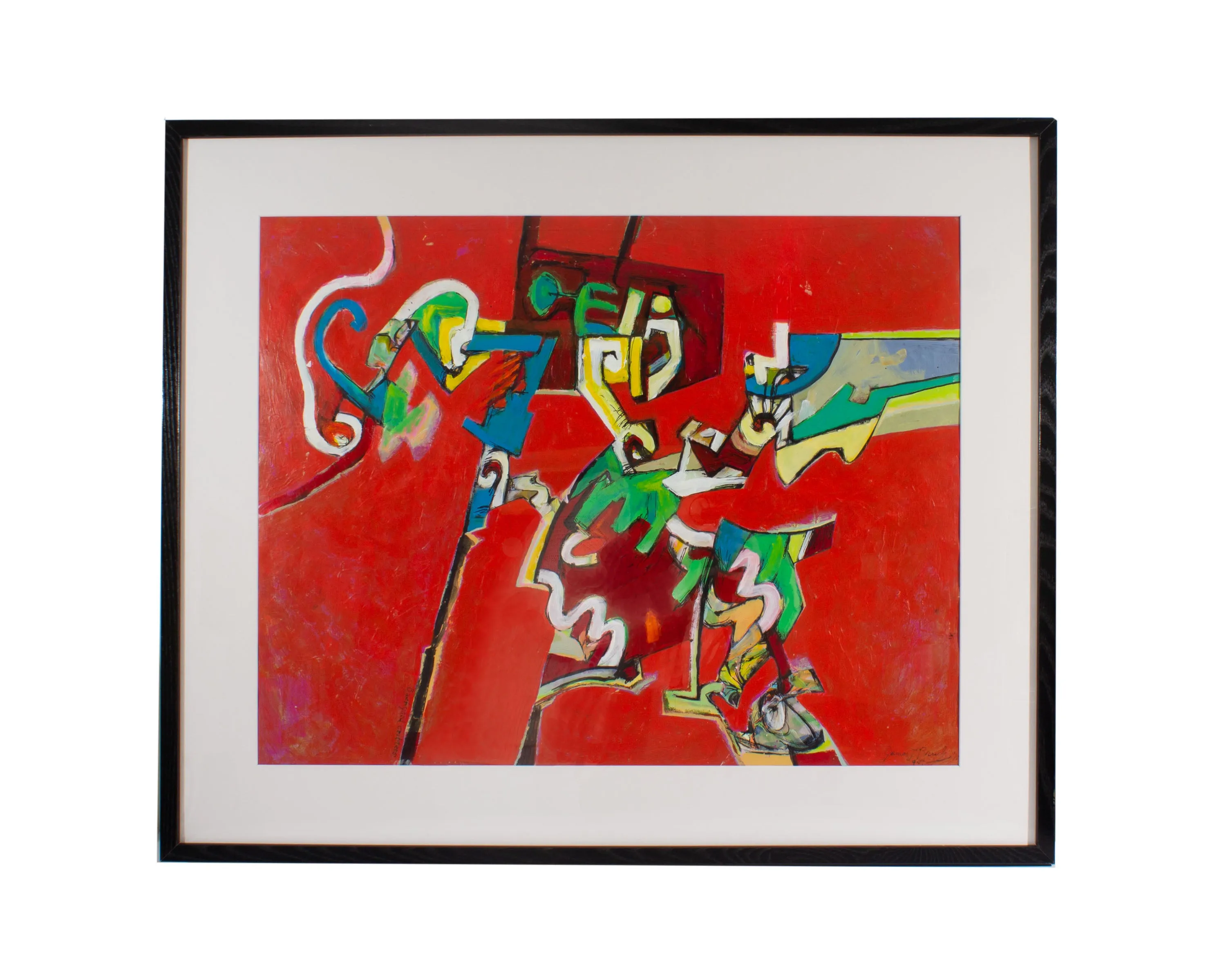 James L. Bruch Signed 2012 “Backyard Critters” Abstract Mixed Media Painting