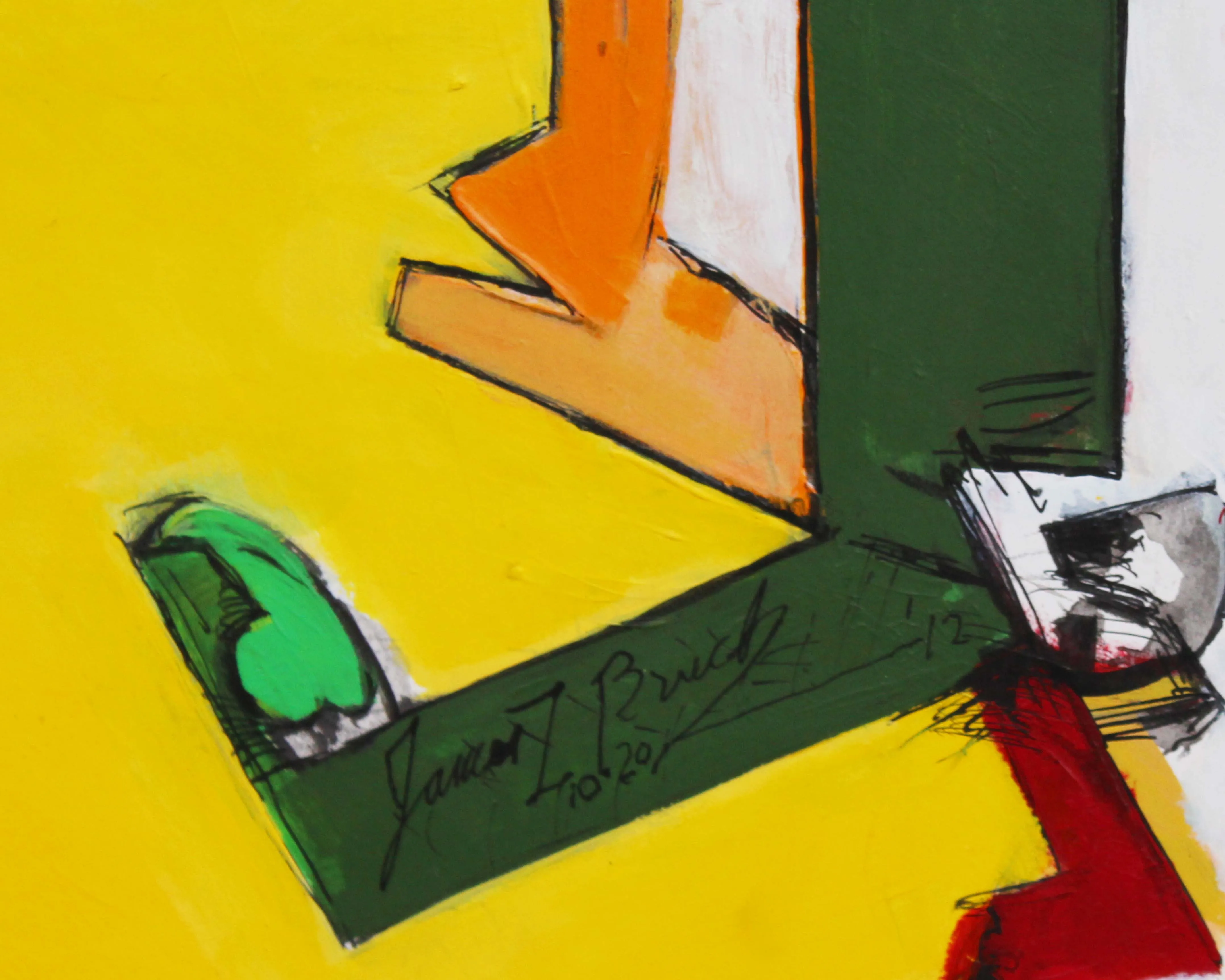 James L. Bruch Signed 2012 “My Way or the Highway” Abstract Mixed Media Painting