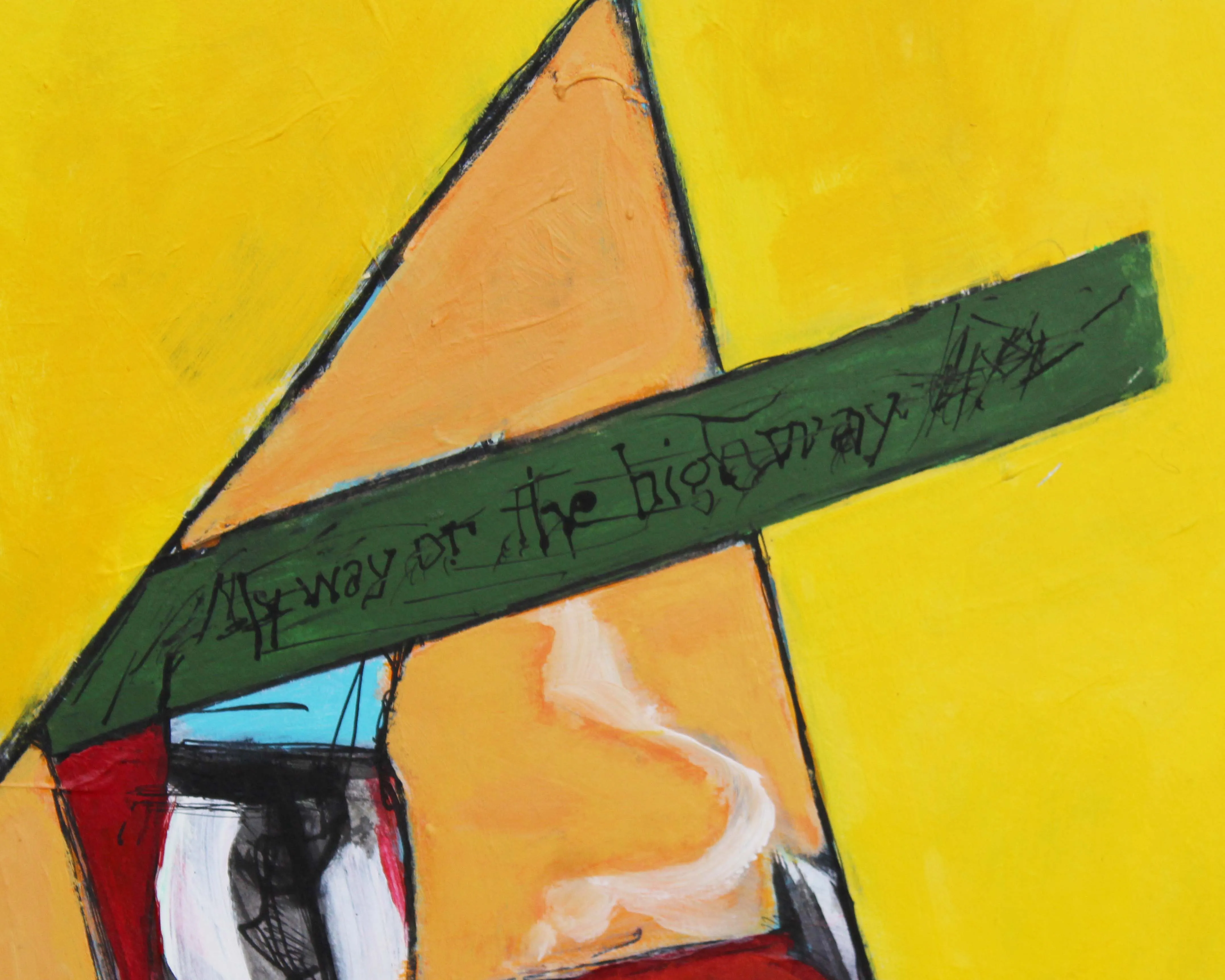 James L. Bruch Signed 2012 “My Way or the Highway” Abstract Mixed Media Painting