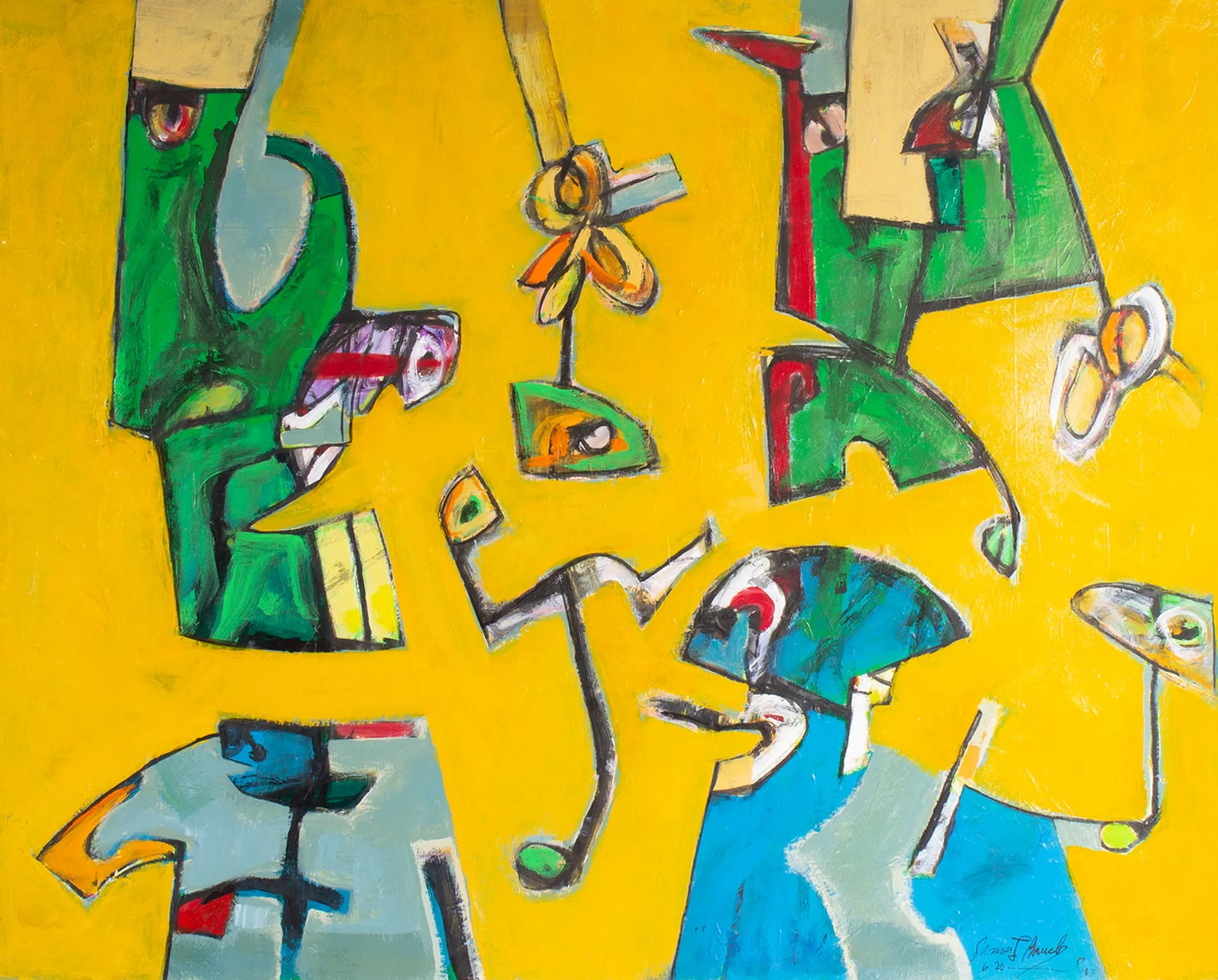 James L. Bruch Signed 2013 Abstract Acrylic on Paper Painting