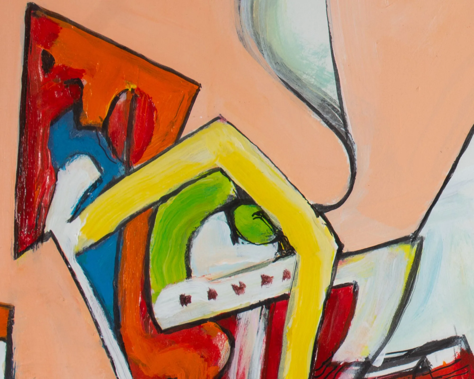 James L. Bruch Signed “What’s On Your Mind?” Abstract Mixed Media Painting