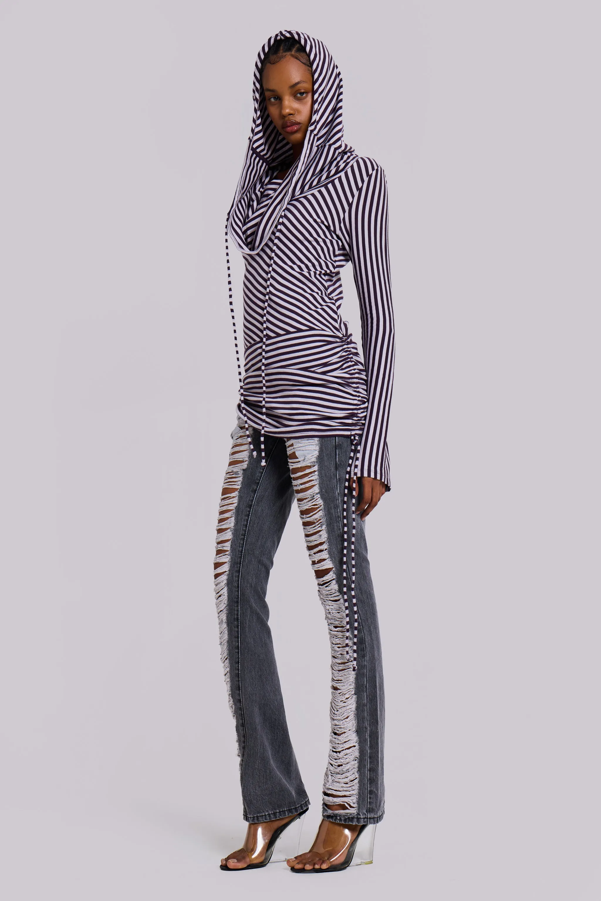 Jordyn Hooded Stripe Mini Dress