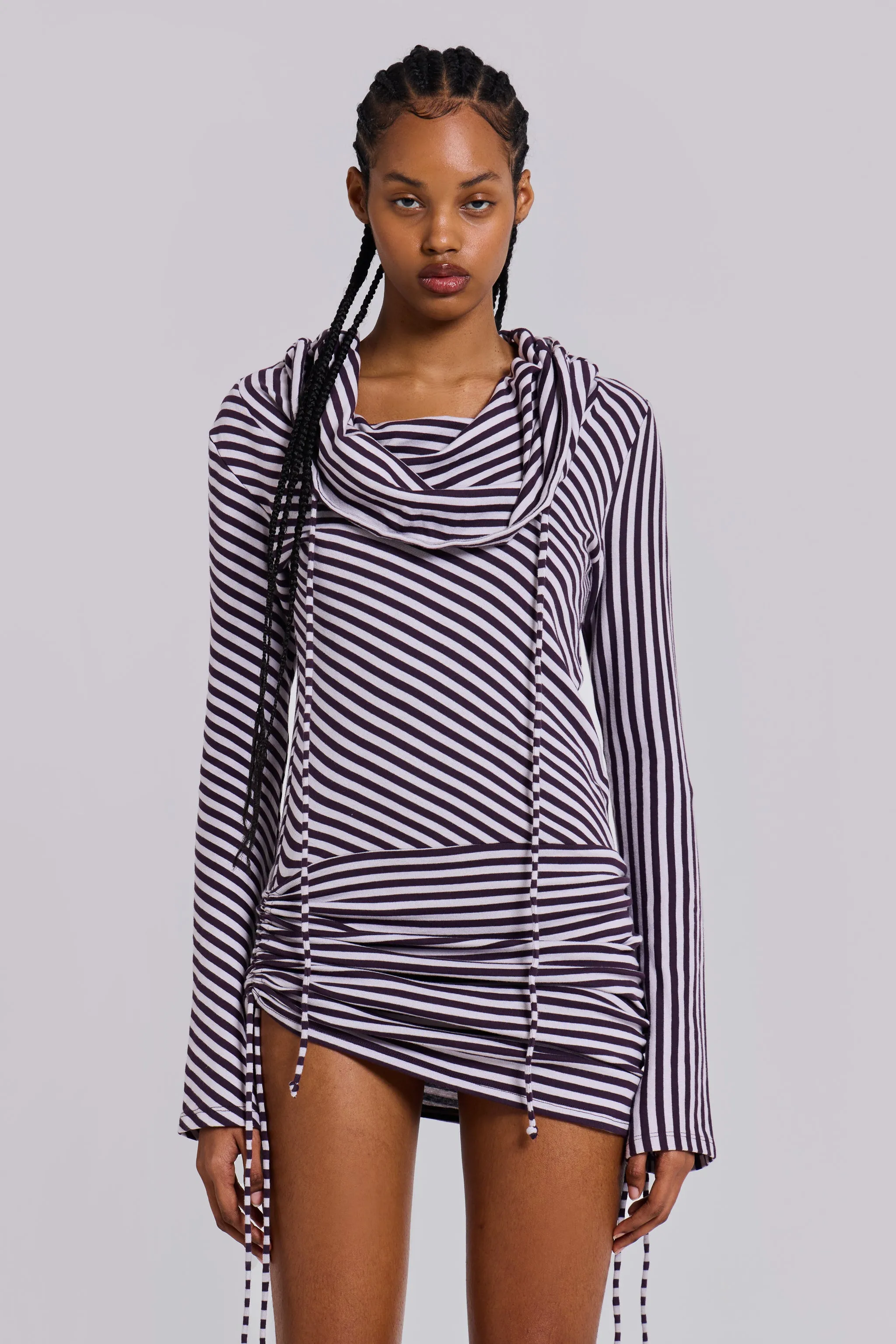 Jordyn Hooded Stripe Mini Dress