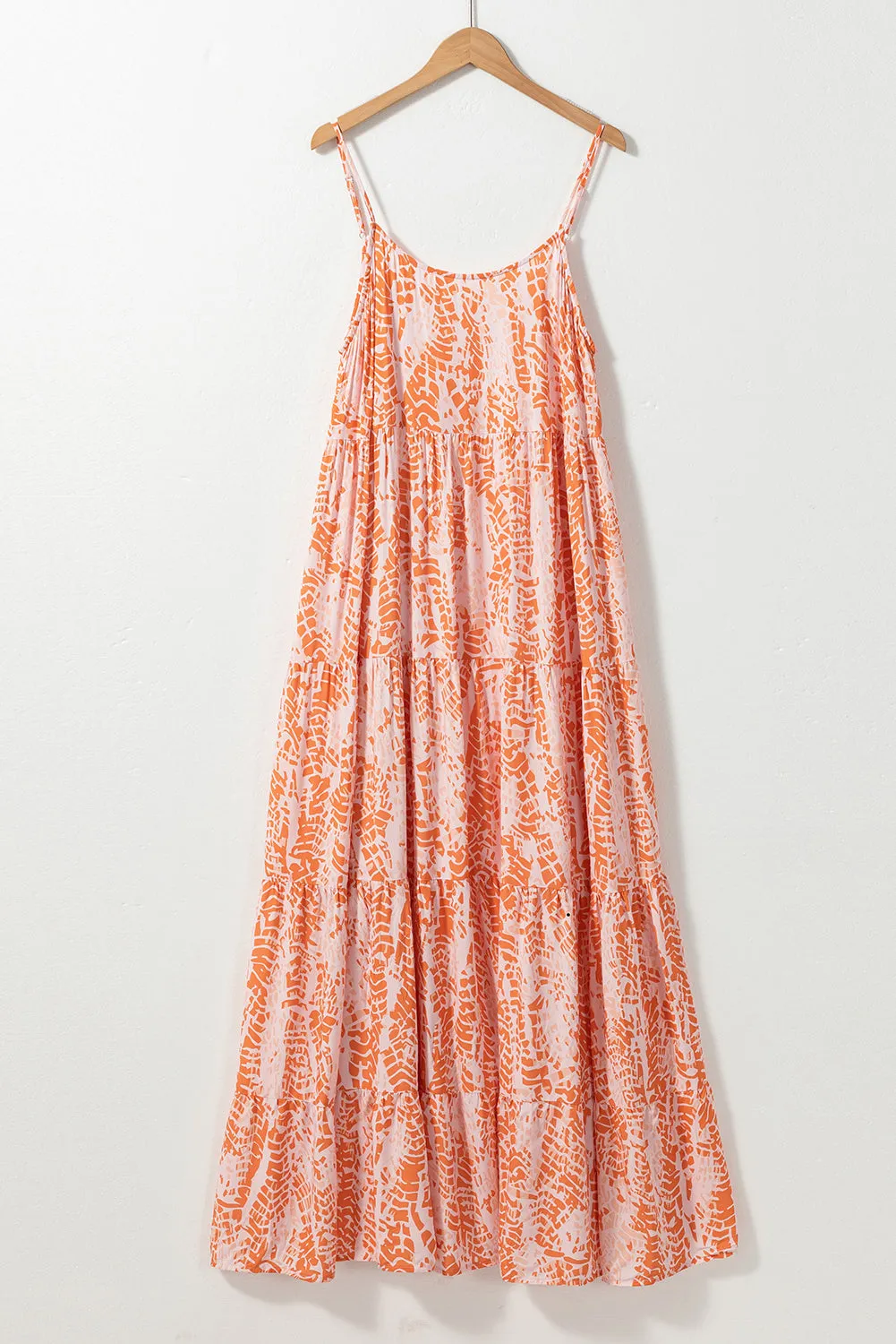 KaleaBoutique Abstract Print Spaghetti Straps Backless Tiered Maxi Dress
