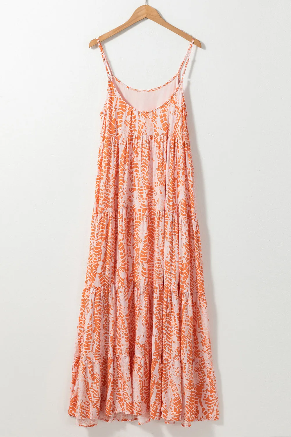 KaleaBoutique Abstract Print Spaghetti Straps Backless Tiered Maxi Dress