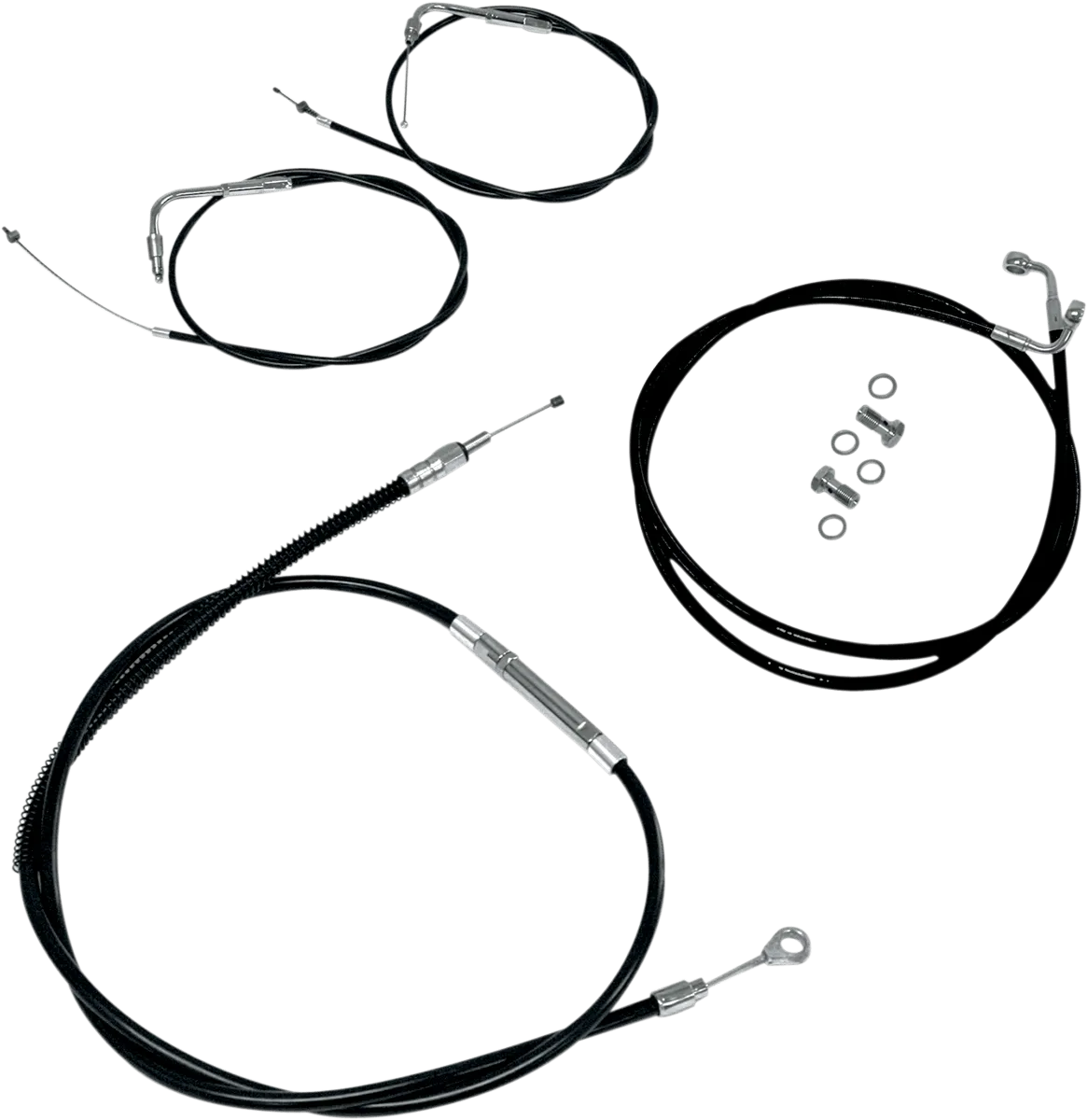 LA Choppers LA-8100KT-04B Cable/Brake Line Kit - Beach Bars & Extra Wide - Black