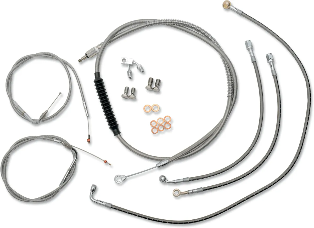 LA Choppers LA-8150KT-16 Cable/Brake Line Kit - 15-17in. Ape Hangers - Stainless Steel