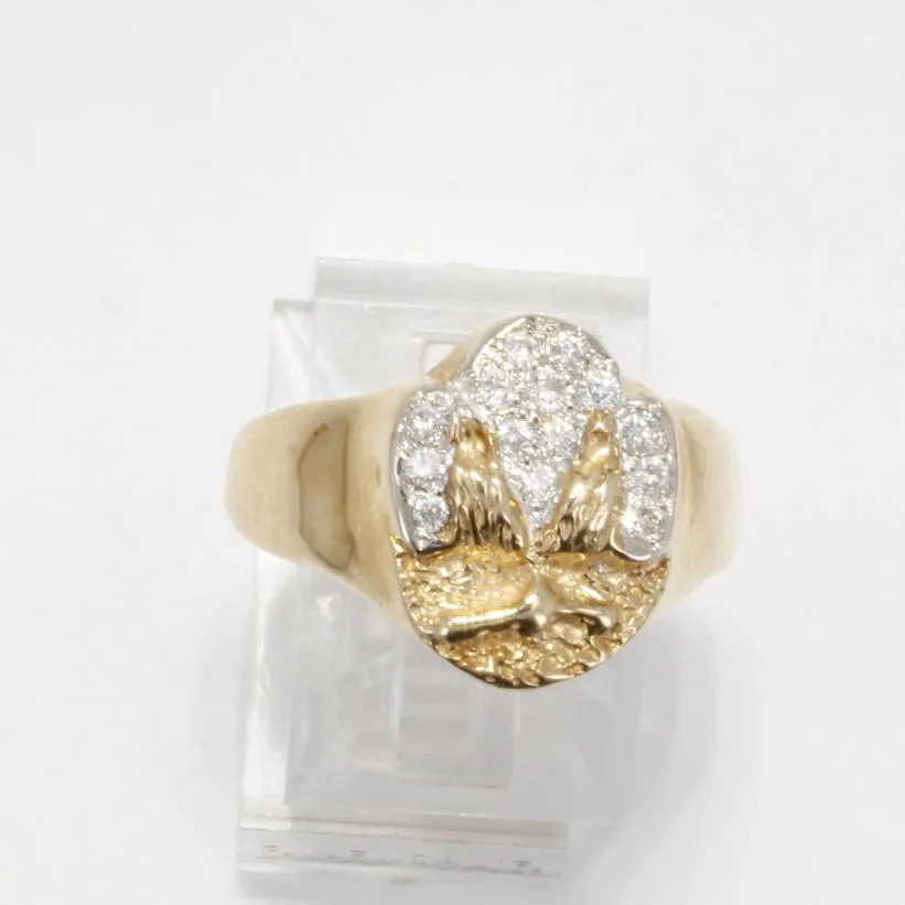 Ladies 14kt gold Diamond Cotton Boll Ring