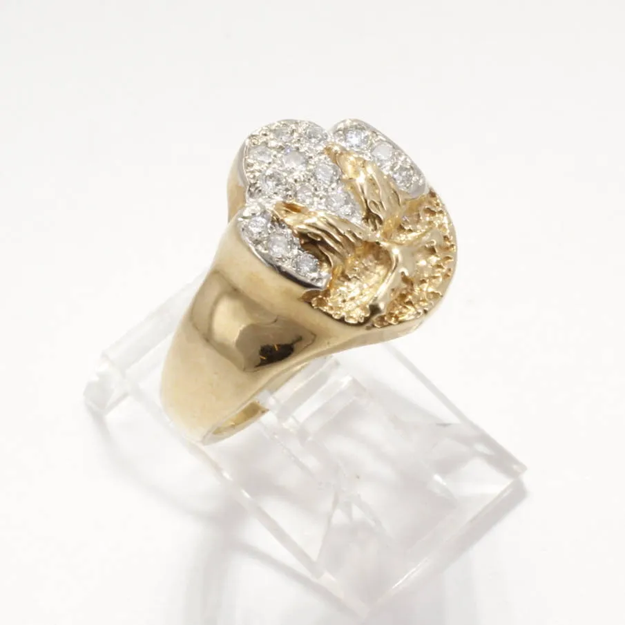 Ladies 14kt gold Diamond Cotton Boll Ring