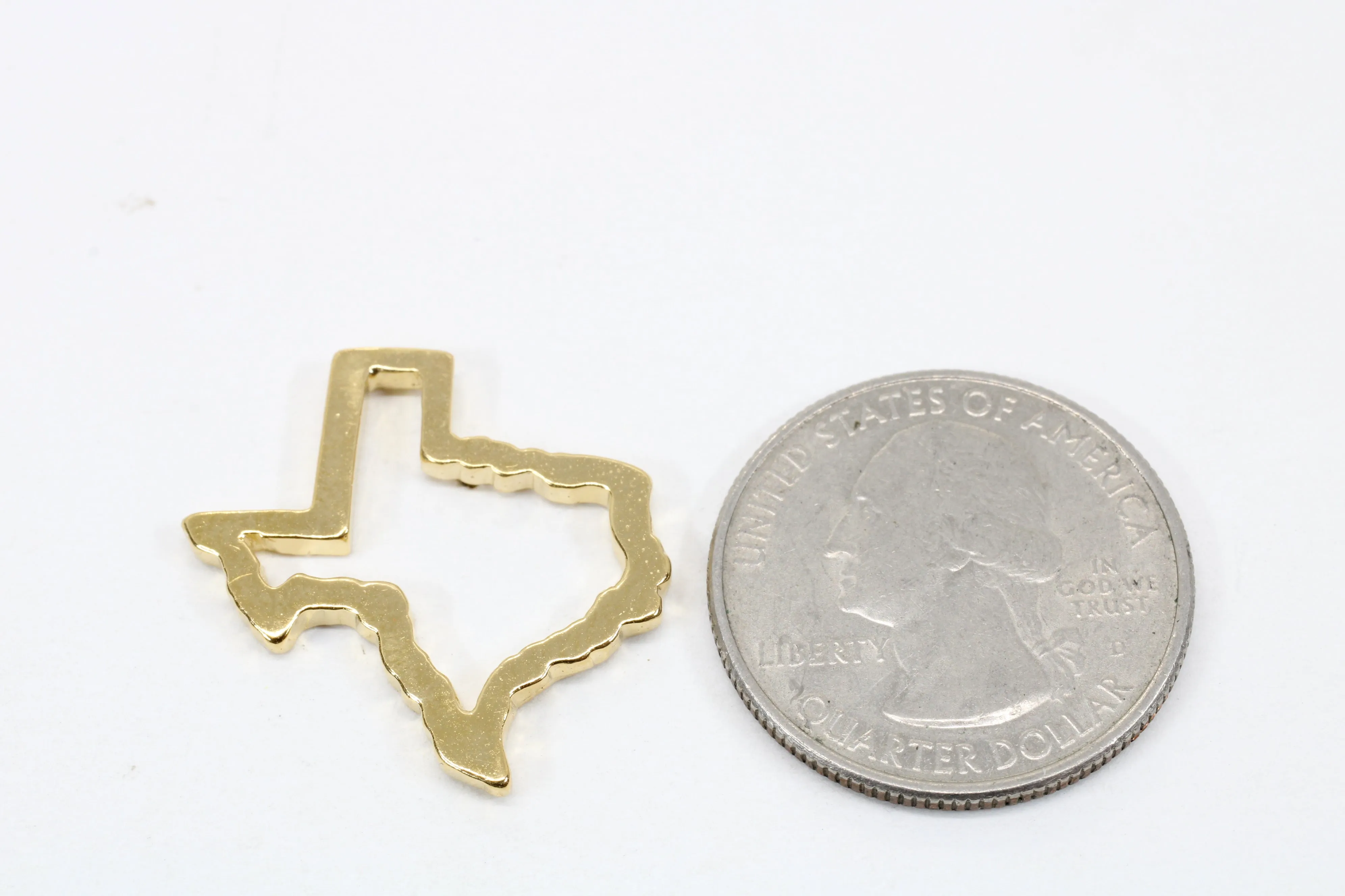 Large Texas Pin or Tie Tack with State of Texas Silhouette Outline 14kt Gold Vermeil
