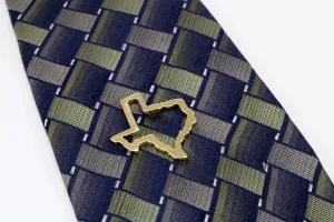 Large Texas Pin or Tie Tack with State of Texas Silhouette Outline 14kt Gold Vermeil