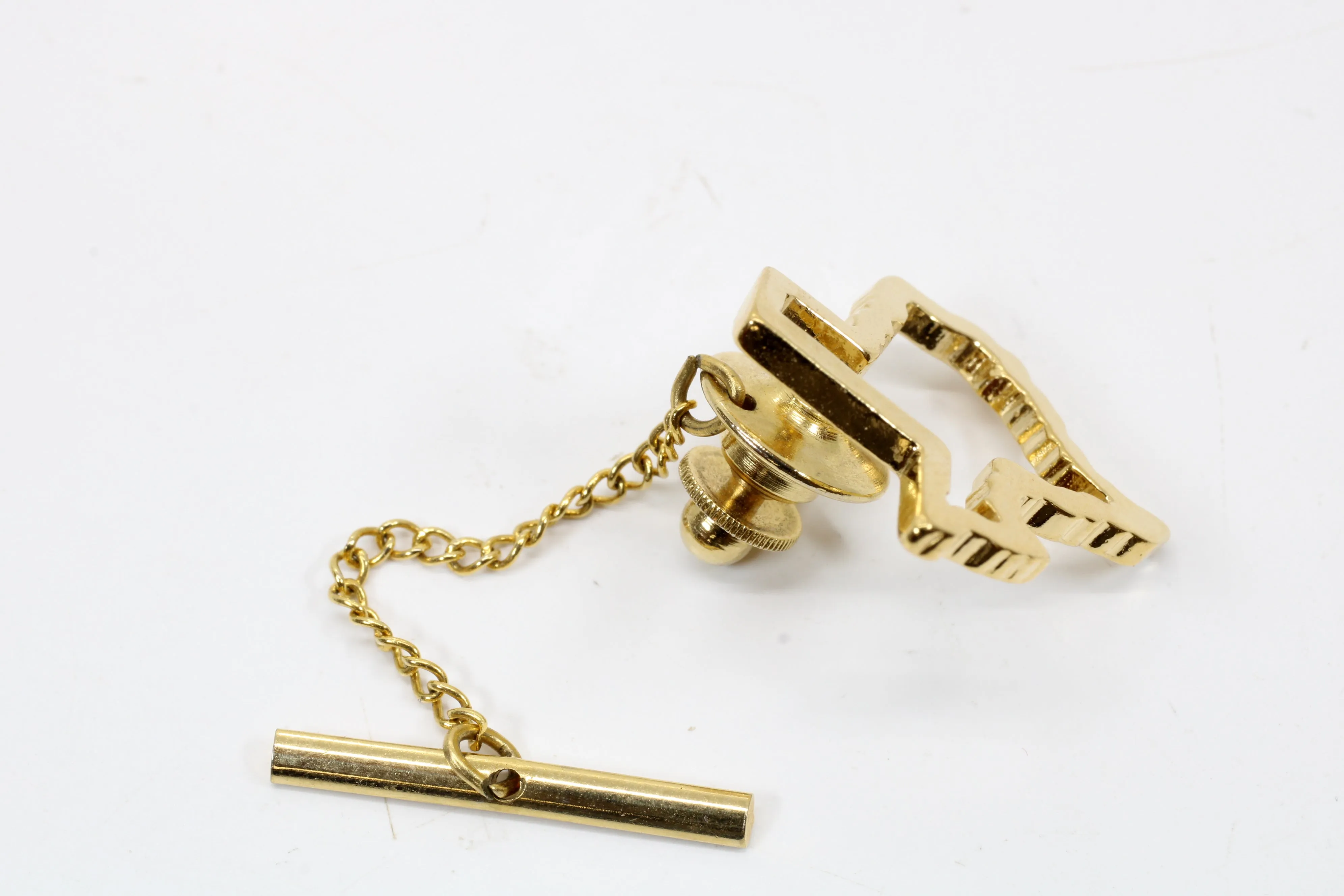 Large Texas Pin or Tie Tack with State of Texas Silhouette Outline 14kt Gold Vermeil