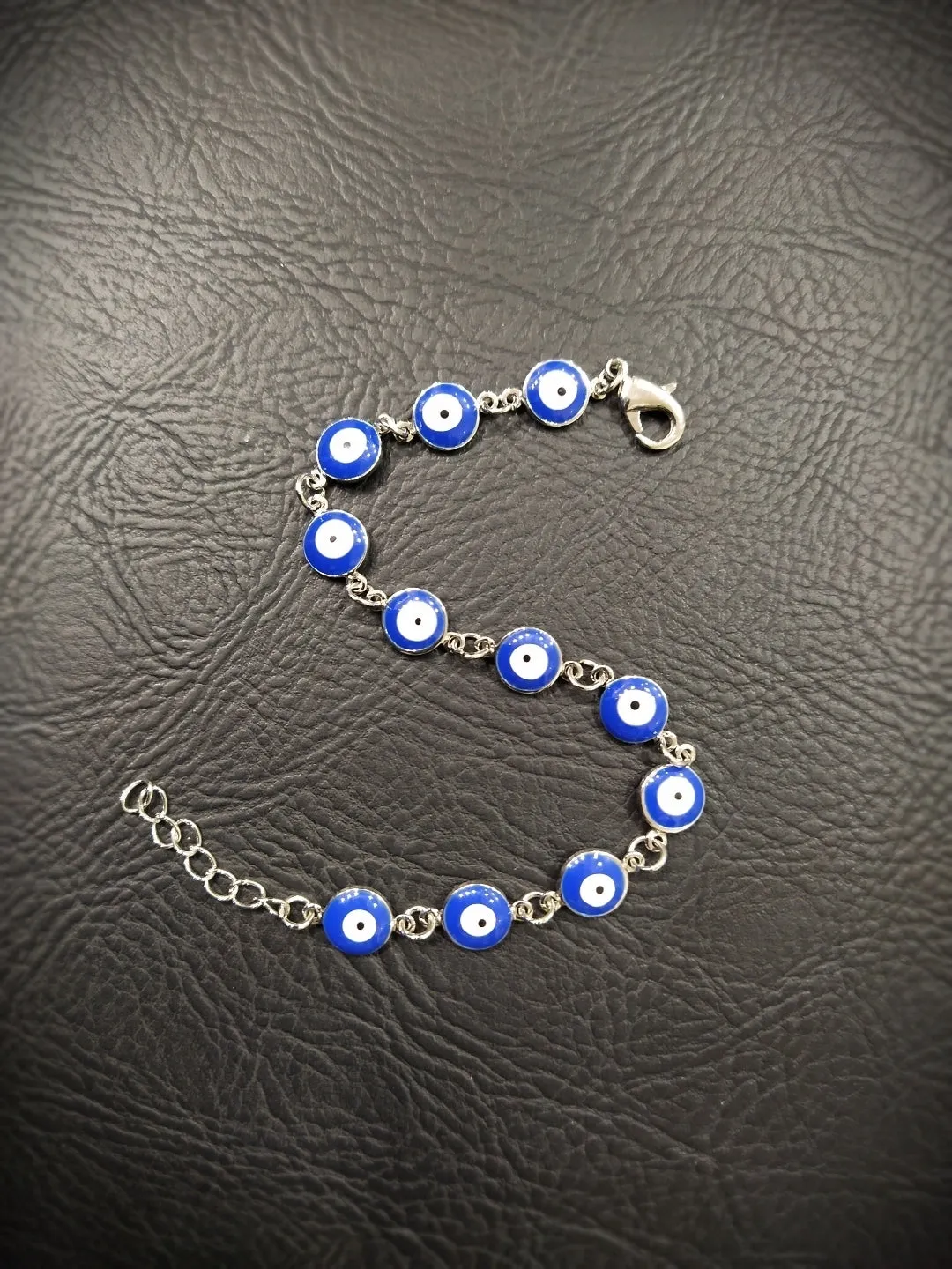 Latest Blue Evil Eye Design Silver Plated Adjustable Wrist Bracelet