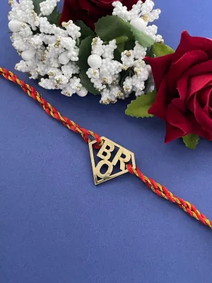 Latest Rakhi Design with BRO Superman Icon Pendant Mauli Thread Rakshasutra For Raksha Bandhan